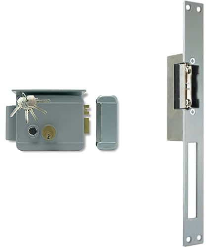 Extel - Serrure électrique - WE 5001/2 BIS, pour ouverture gauche ou droite, protégées par une visière. avec mémoire d'appel - Gris & Ouvre-porte électrique avec fonction mémoire long (25 cm), gris