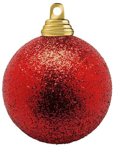 Deco Woerner Glitzer-Weihnachtskugeln in Rot aus Kunststoff, 10 cm Ø - 6 Stück