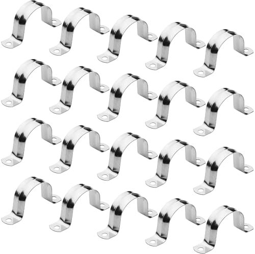 Pipe Clips 304 Stainless Steel Pipe Clips 20pcs Saddle Clamp U Strap 40mm Hose Wall Clips for Fixing Bracket of Gas Pipe Water Pipe or Hose Installation(M40)