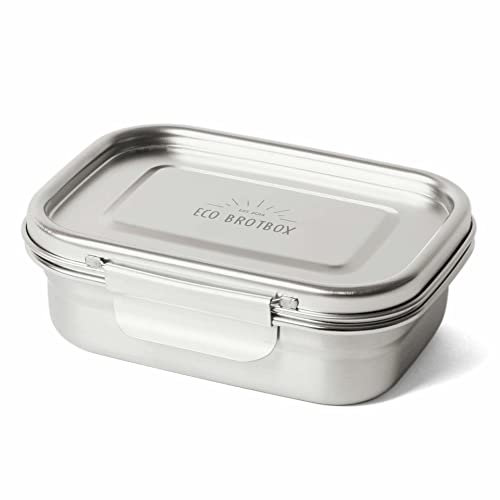 ECO Brotbox Yumi+ (M) auslaufsichere Brotdose aus Edelstahl inklusive Gummiband | Lunchbox ohne Schadstoffe | spülmaschinenfest mit 0,7 L Füllvolumen | Zum Mitnehmen von Essen oder Aufbewahren
