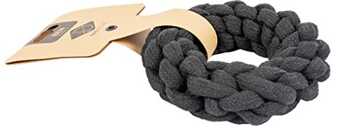 D&D Home, Hundespielzeug Ben geflochtener Ring, 19 cm, Schwarz, natürliche und strapazierfähige Materialien, schöne Verarbeitung aus Leder, modische Farbe und Form, hält das Zahnen und das Zahnfleisch