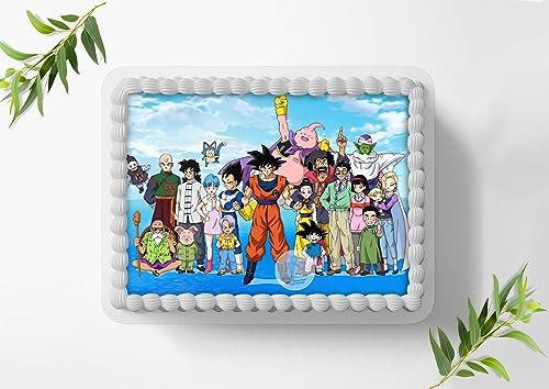Für den Geburtstag ein Tortenbild, Rechteckig A4, Zuckerbild mit dem Motiv: Dragonball, Essbares Foto für Torten, Tortenaufleger - 0881z