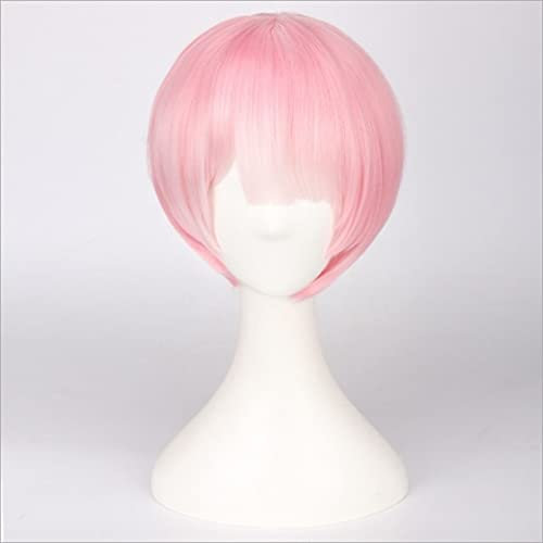 Re:Life In A Different World From Zero Graduated Ram Rem Cosplay Wig For Women Short Straight Pink Blue Anime Wig Ram