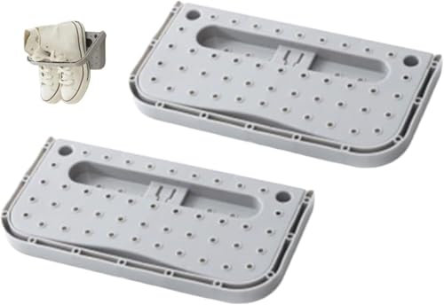 Étagère à Chaussures Murale, 2 pièces étagère à Chaussures en Plastique Pliante Porte-Chaussures en Plastique Organisateur de Stockage Porte cintres à Chaussures Stockage de Chaussures(Gris)