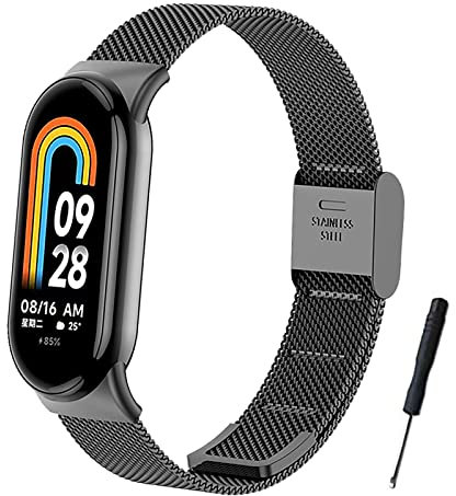 BDIG Armband kompatibel mit Xiaomi Mi Band 9/Xiaomi Mi Band 8, Edelstahl-Ersatzarmband mit verstellbarer Schnalle für Xiaomi Mi Band 9/Mi Smart Band 8 Gold