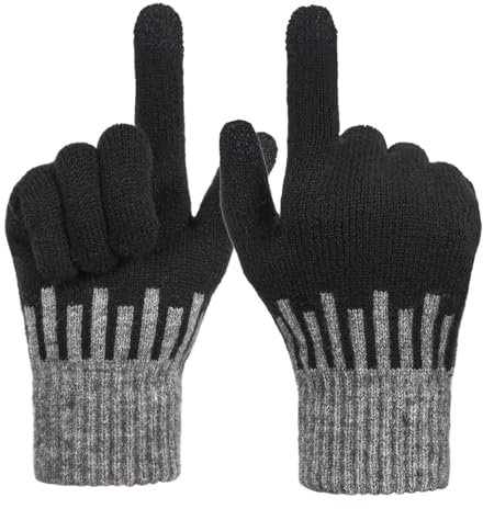 FCHITOP Guanti da Uomo e Donna Con Touchscreen - Invernali in Maglia Caldi Con Fodera Morbida - Termici Unisex