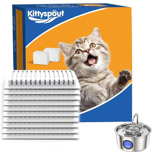 Kittypout Filtri per Fontanella per Gatti, 10 Pezzo Filtro e 2 Pezzo Spugne, Filtro di Ricambio Animali Domestici Fontana D'acqua