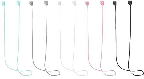 Divono Earbud Strap, 5 Stück Headset Halterung für Sport, Length 70 cm, 70cm Airpods Zubehör, Headset Zubehör, Sport Earbud Lanyard Strap Weiche Silikon Anti-Lost Straps(Schwarz,Weiß,Grau,Rosa,Grün)