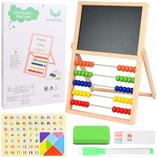 twirush Grundschule Rechenschieber Abakus, Rechenschieber Rechenrahmen mit Kreidetafel & Whiteboard mit Magnetaufkleber, Rechenschieber Mathematik Aufklärung Spielzeug für Kinder ab 3 Jahren