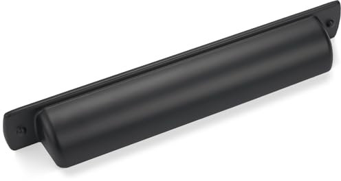 POVEFONK 10 Pack 5 inch(128mm) Matte Black Kitchen Cabinet Handles Cabinet Cup Pulls Black Drawer Cup Pulls Kitchen Cabinet Hardware