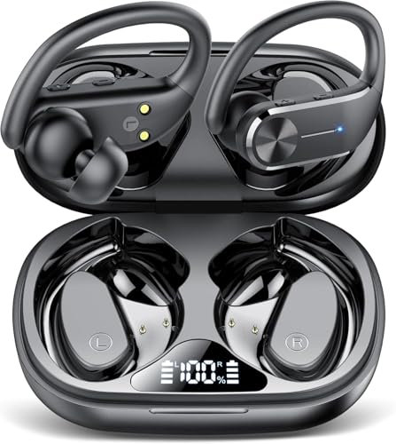 Cuffie Bluetooth Sport, Auricolari Bluetooth Wireless con Microfono, 68 Ore Display LED 2024 NEW Cuffie senza fili IP8 Impermeabili, Bassi Profondi, Cancellazione Rumore Cuffiette Running, Usb C