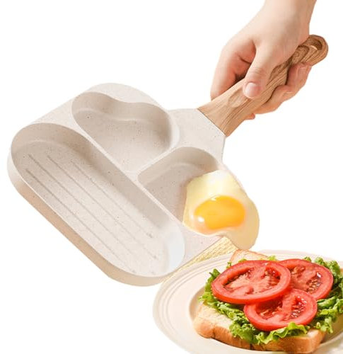 boiler Non Stick Egg Pan | Hamburger Bun Pancakes - Hamburger Bun and Burger Pan, Multi Section Egg Cooker Bacon Pot for Breakfast, Bacon, Eggs
