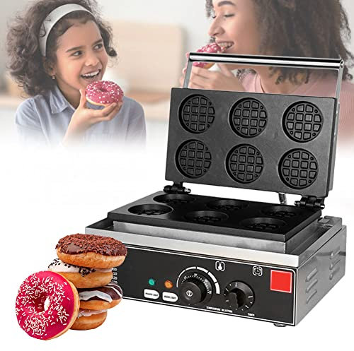 Donut Maker Machine with 6 Holes,1550W Commercial Non-Stick Doughnut Making Machine, Double-Sided Heating Donut Machine, Make Doughnuts Cake Pops Waffles Party Treat Waffle G