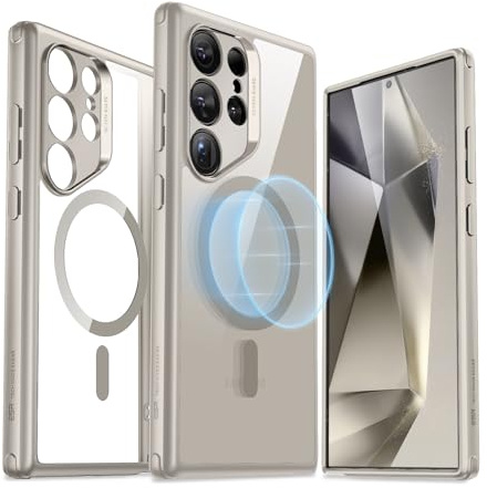 ESR Funda para Samsung S24 Ultra, Compatible con MagSafe, Funda magnética para Samsung Galaxy S24 Ultra, Protección de Grado Militar, Resistente Amarilleamiento, Serie Classic, Gris Transparente