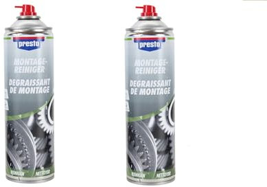 2x 500ml Montagereiniger Presto Schnellreiniger, Teilereiniger, Bremsenreiniger Spray, löst Öl Fett Bremsflüssigkeit Silikon, Wartung Reparatur Montage