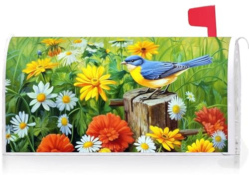 Texupday Briefkasten-Abdeckung mit Gänseblümchen-Motiv, mit Magnetstreifen, Frühlings- und Sommerblüten, Briefkasten-Abdeckung, Standardgröße 53,3 x 45,7 cm, für Garten, Outdoor, Hof, Dekoration