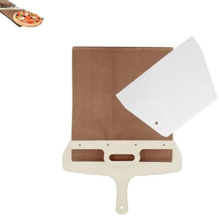 Pala per pizza arrotolabile con manico, scorrevole per pizza, con foro per appenderla, rivestimento antiaderente (1 pala per pizza, 1 biglietto per impasto)