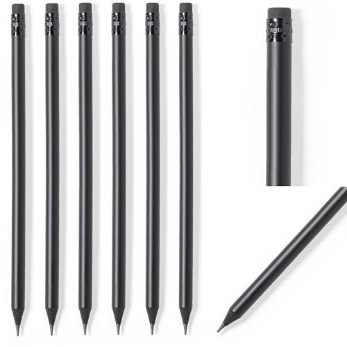 noTrash2003 5 bis 100 Stück matt schwarze Bleistifte Holzbleistifte mit Radiergummi Black Edition HB, vorgespitzt, 19 cm Länge Sparpack Nachhaltig (Modern, 50, stück)