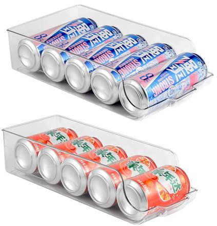 USHXVG 2-Piece Refrigerator Storage Box Set, Large & Small Transparent Rectangular Drawer Organizers, Minimalist Style, Suitable for Kitchen, Bedroom, Study & More