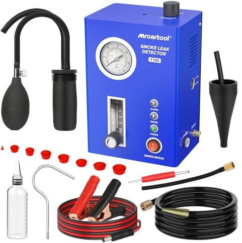 MR CARTOOL Machine à Fumée Automotive avec Indicateur de Pression et Débitmètre de Fumée et Pompe à Air, EVAP Machine à Fumée pour Véhicules, DC 12V Détection de Fuites de Fumée de Carburant