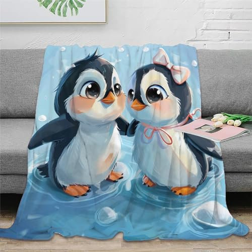 Pinguin Wohndecke 3D Druck Flanell Tier Couchdecke Kuscheldecke Weichen Flauschig Flauschig Warm 80x90inch(200x230cm)
