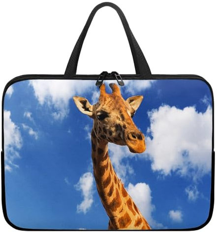 Surwin Laptop Sleeve Case with Handle, 3D Giraffe Pattern Laptop Sleeve Bag Waterproof Computer Covers for Laptops, Laptop Cover Bag with Zipper Notebook Laptop Case (17 inch,Giraffe)