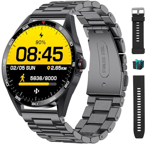 LIGE Montre Connectée Homme Appels vocaux Bluetooth, 1,32 HD Écran Tactile Montre Connectée, Montre Étanche IP67 Connectée Militaire, Surveillance de la Santé/100+Modes Sportifs, Android iOS