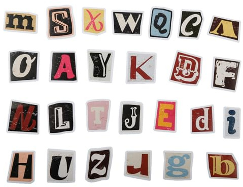 Tabanzhe 104 Pcs Vintage Letter Stickers-Adhesive Retro English Alphabet Crafting Decals Waterproof Scrapbook Stickers Letter Stickers for DIY Mailboxes Travel Case Laptop Cup Decor