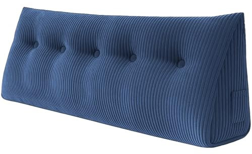 chilly pilley® Stützkissen Cord Rückenkissen Lesekissen Bettkissen Wandkissen Keilkissen Bettstützkissen viele Farben, 100x50x20 (Dunkelblau)