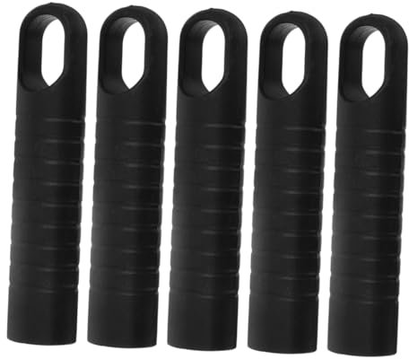 Amosfun 5pcs Plastic Mop Handle Cap and Broom Handle Grip Set for 25mm Diameter Rods Replacement Floor Brush Pieces Black End for Home Cleaning Tools