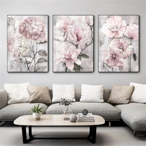 champracer 3er Poster Set Rosa, Aesthetic Bilder Wandcollagen Aesthetic Deko Poster Set, Moderne Aura Rosa Blume Deko Poster & Kunstdrucke, Vintage Bild Für Wandbilder Wohnzimmer (50x70 cm)
