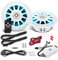 KIT Set pour Boss Audio Systems MRGB65 Enceintes Marines 2 Voies Large Bande 6,5 16,5 cm 165 mm, 100 Watts rms 200 Watts Max, 4 ohm, étanches, avec LED RGB, par Paire + télécommande