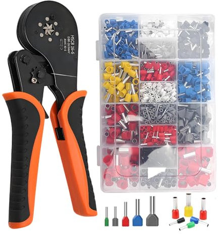 Yolispa Lot de 1200 pinces à sertir hexagonales - 0,08 à 16 mm² - Pour connecteurs à sertir isolés et isolés