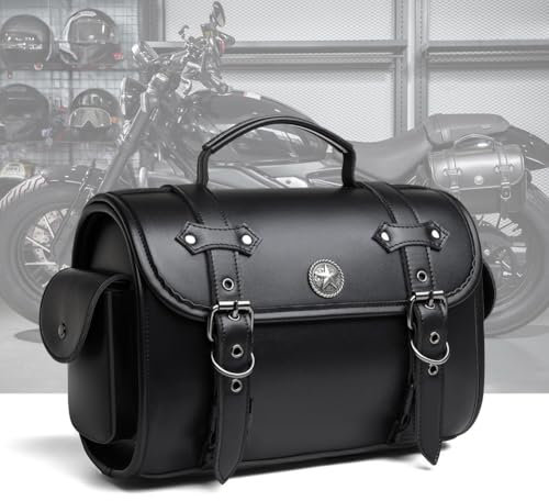 WFYBMB Motorrad Tasche für Harley Davidson Softail Slim 2013-2021, Motorrad Seitentasche Wasserdicht, Leder Satteltaschen Für Motorrad - Mit Schnellverschluss, Reisezubehörtasche,A/24 * 39 * 19CM