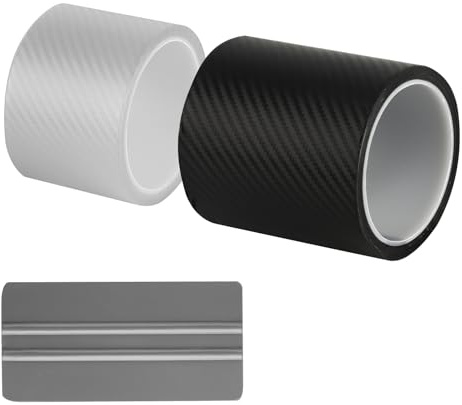 2 x Carbon Film Car Film Transparent Black Scratch-Resistant Paint Protection Film Car Door Sill Protector Film 3D Carbon Film Self-Adhesive for Bicycle Motorcycle Car (10 x 300 cm / 7 x 300 cm) +