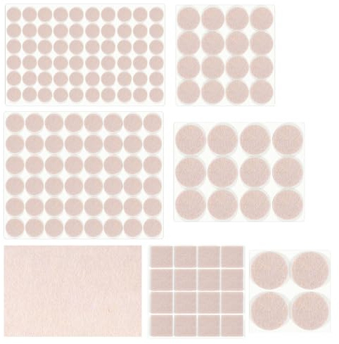 HNR Filzgleiter Selbstklebend Set, 157 Stück Möbelgleiter Filzpads - 3mm Dick - Bodenschutz für Möbelbeine, Stuhl Tischbeine (Beige)