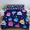 LLSZAHD Rosa und Blaue Haie Bettwäsche 220×240cm, Gelbe und Blaue Sterne Muster bettwäsche-Sets, Mikrofaser Bettbezug mit Reißverschluss und Kissenbezug 80×80cm