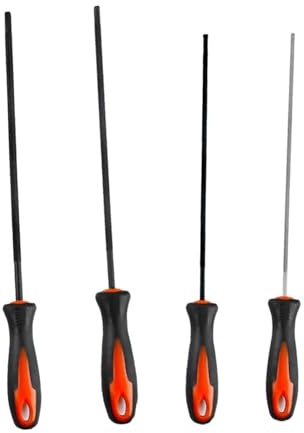 Heavy Duty Chainsaw File 4pc 3.2-5.5mm Round Files with Ergonomic Grip & Storage Pouches Accuracy Chainsaw Sharpening Tool