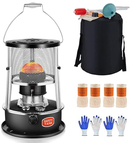 Chauffage au kérosène d'intérieur et d'extérieur, poêle à pétrole portable, huile de camping 4,5 L, hauteur réglable, adapté la randonnée, pêche sur glace terrasse