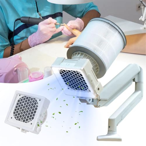 TBANVOO Nagelstaubabsauger & Lampen-Kombination, 360° Flexible Bedienung mit Verstellbarer Halterung, Starke Saugkraft für Gellack und Pediküren