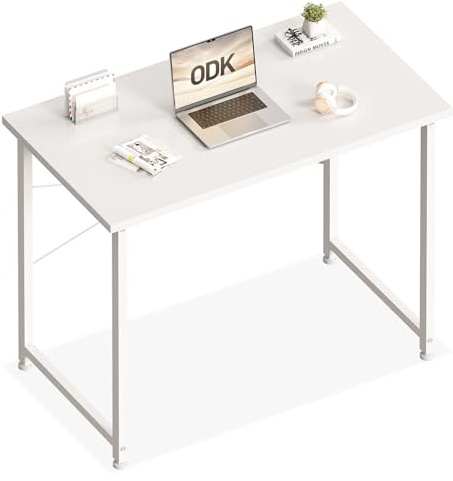 ODK White Desk, 80x40 cm Computer Desk for Home Office | Small Study Office Table for Small Space, Easy Assembly