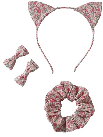 VERTBAUDET 4-teiliges Haaraccessoires-Set mit Blumenmuster, Geschenkbox hellrosa