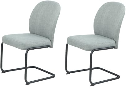 Hela Tische, 2er Set Esszimmerstuhl Freischwinger Karen, Bezug Webstoff Mint, Rundrohrgestell, 120kg belastbar, OEKOTex PFCfree