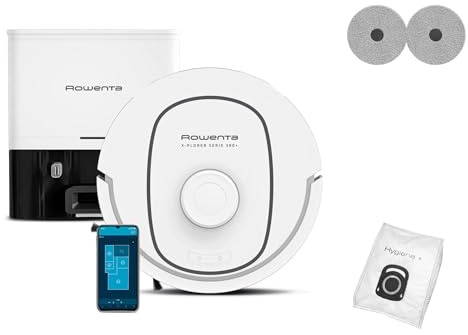 Rowenta - Aspirateur Robot Laveur X-Plorer Série 380 RR89U7E0 | Robot aspirateur laveur avec station de vidage automatique - Aspiration 8000 Pa - Serpillères rotatives - Anti-emmêlement