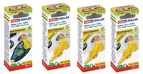 tesa Kleberoller, Wieder ablösbares Kleben, nachfüllbar (Kleberoller, 3 Nachfüllpackungen)