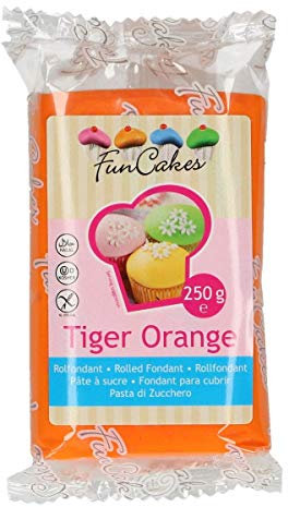 FunCakes Fondant Tiger Orange 4er Pack (4 x 250 g)