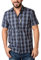 Rydale Men's Short Sleeved Shirts Check Patterned Summer Poly Cotton Work Casual Shirt (L, Foston Navy)