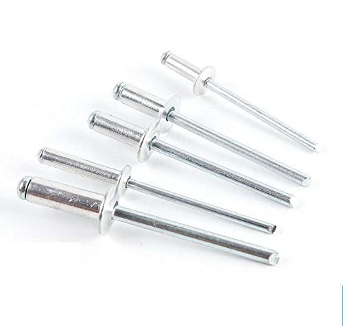Nieten SUPERTOOL Aluminium Pop Nieten Großflansch, offener Kopf Blindnieten 2,4/3,2/4/4,8 mm 50 Stück (4,8 x 16 mm)