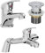 Architeckt® Essentials Bathroom Bath Filler Mixer Tap and Basin Tap with Waste Set Deck Mounted Round Twin Lever Handle Modern, Chrome
