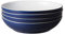 Denby - Elements Dark Blue Pasta Bowls Set of 4 - Dishwasher Microwave Safe Crockery 1050ml 22cm - Navy Blue, White Ceramic Stoneware Tableware - Chip & Crack Resistant